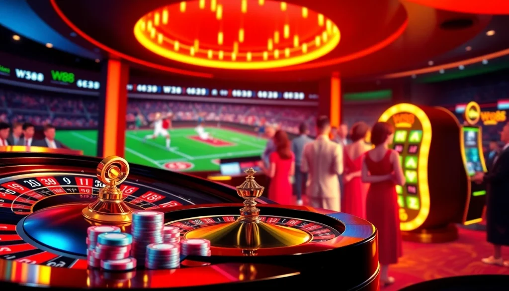 Experience the thrill of online gambling with link vao w88 showcased on a luxurious casino interface.