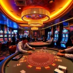 Experience the excitement at the Sky Club with players on a high-stakes poker table.