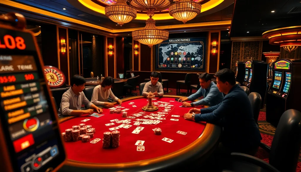 Play at Hello88's exciting casino table with poker chips and vibrant cards.