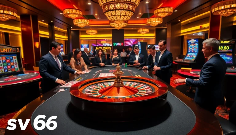 Experience luxury gaming at SV66 with vibrant casino tables and thrilling roulette action.