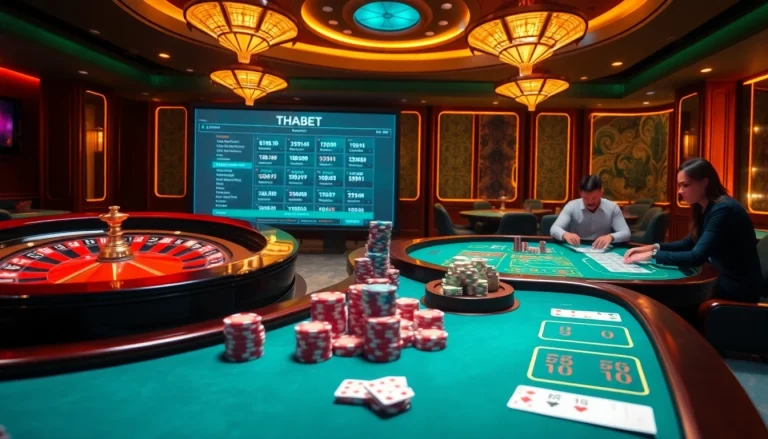 Experience high-stakes gaming with THABET's luxurious casino atmosphere and vibrant gambling action.