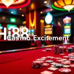 Experience thrilling gaming action at Hi88 Casino with vibrant poker chips and roulette.