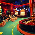 S666 casino offers an exhilarating poker game with stacked chips and vibrant roulette action.