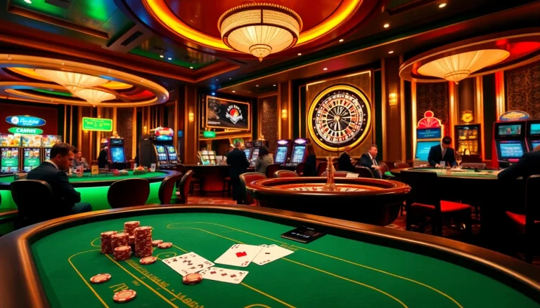 Experience the thrill of winning at https://jun88buzz.info/ with vibrant casino visuals showcasing poker tables and roulette.