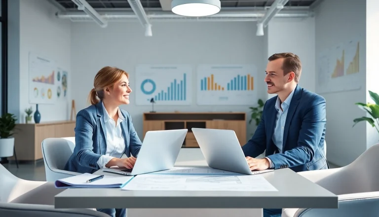 Księgowość dla firmy budowlanej – konsultacja w nowoczesnym biurze z księgowym i klientem.