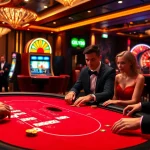An exciting casino atmosphere showcasing players at a blackjack table, highlighting the betting experience at https://gem88.buzz/.