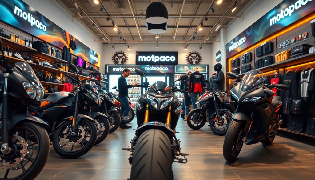 Magasin Motopaco de motos avec des motos élégantes, équipements et un service convivial.