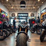 Magasin Motopaco de motos avec des motos élégantes, équipements et un service convivial.