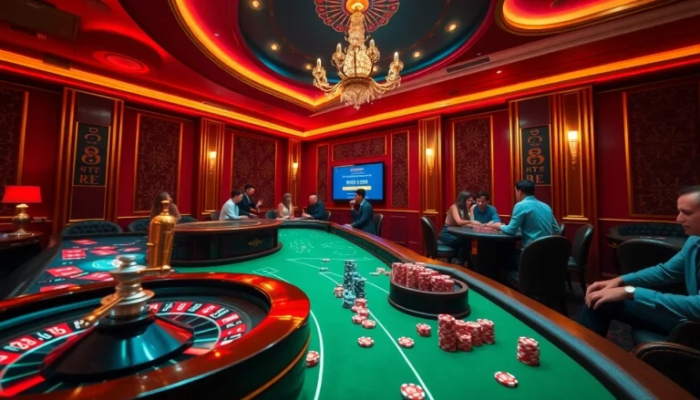 Experience thrilling gambling at https://tt88edu.com/ with vibrant casino visuals featuring roulette and poker games.