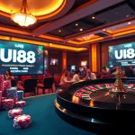 Players engaging in a captivating game at UU88's luxurious casino setting.