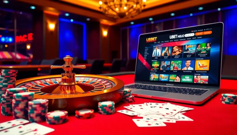 Experience the thrill of online gambling at nhà cái usbet with vibrant casino visuals and gaming excitement.