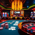 Experience CM88 excitement at a vibrant casino table filled with poker chips and cards.