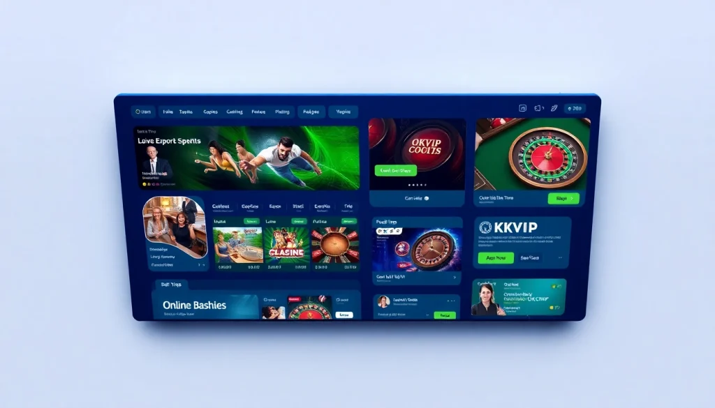 Online gaming interface at okvipwin.live displaying live betting options and casino games with vibrant colors.