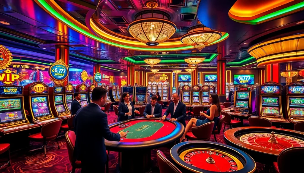 Experience the thrilling 6L777 VIP atmosphere with luxurious casino games and vibrant decor.