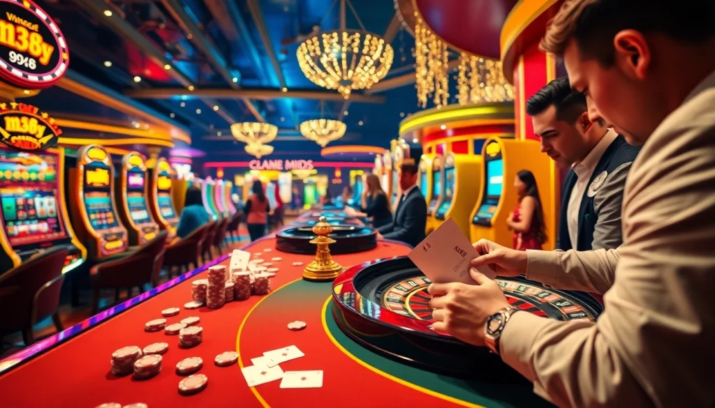 Experience the thrill of gambling with mb 88 at a vibrant casino scene filled with excitement and luxury.