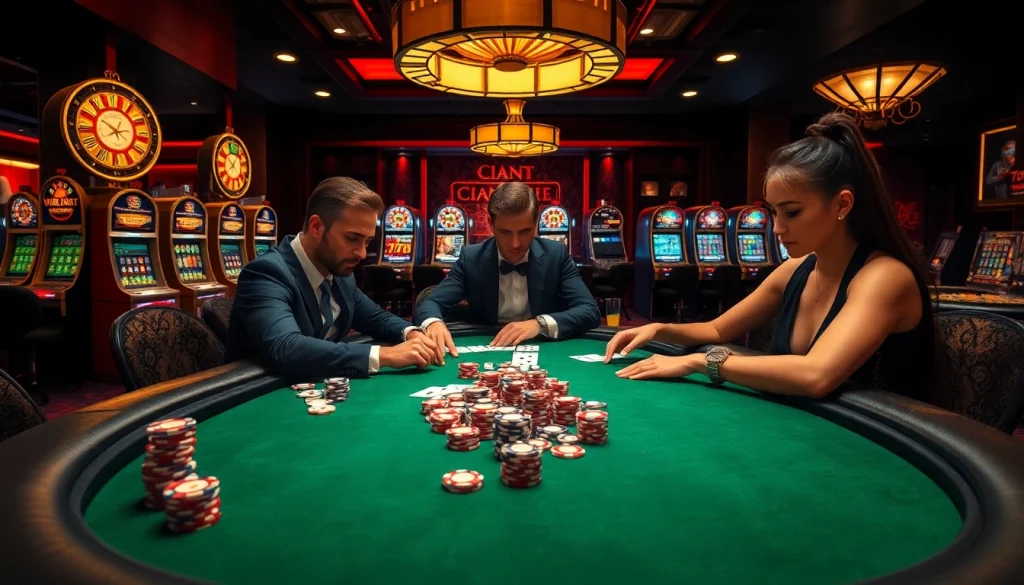 Engaging gamblers at the poker table in a luxurious setting, inspired by https://789cluber.com/ experience.