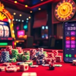 Exciting casino gaming with S88 app, poker chips, and bright slot machine lights.