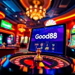 Exciting online gaming atmosphere with Good88 logo and web interface good88.hu.net.