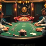 Intense poker action at a luxurious table highlighting the excitement of 69vn.gb.net with players and chips.
