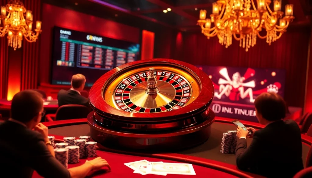 Experience the thrill of 6RWIN5 COM with vibrant colors and luxurious casino elements.