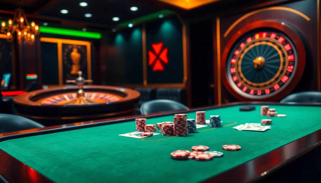 Engaged players at a vibrant poker table with alo 789 digital interfaces showcasing luxurious gambling excitement.