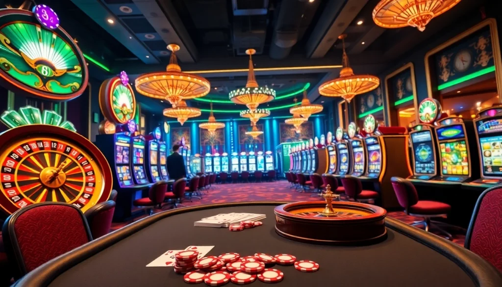 Players at a luxurious casino table enjoying games from https://s8mode.com/ with vibrant poker chips and roulette wheels.