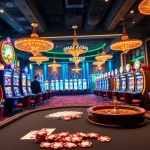Players at a luxurious casino table enjoying games from https://s8mode.com/ with vibrant poker chips and roulette wheels.