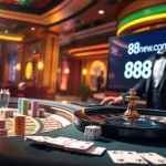 Players enjoying a virtual casino experience at 888new com featuring roulette and poker elements.