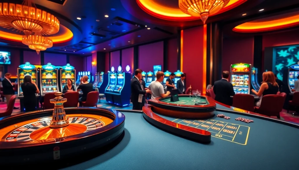 Experience the excitement of gambling at https://onbet11.net/ with players enjoying roulette and slot machines.