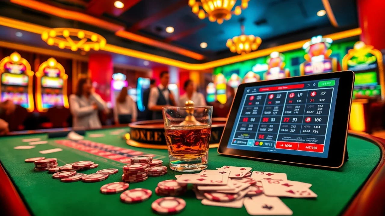 Experience thrilling action at the trang vswin casino with players enjoying the roulette table.