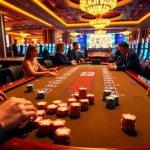 Players enjoy thrilling poker action at a GO88 gaming table, capturing the excitement of casino gaming.