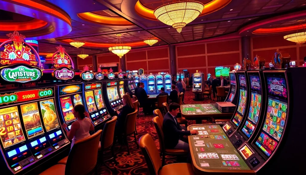 Exciting slot gaming action at 66slots8 com with vibrant machines and players enjoying their bets.