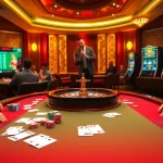 Experience high-stakes excitement at Luckywin with a luxurious casino atmosphere featuring poker and roulette.