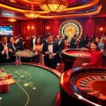 PUB88 casino scene featuring excited players at a blackjack table, showcasing vibrant gaming elements.