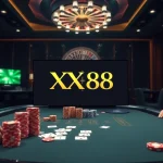 Experience the thrill of XX 88 at a luxurious casino table with vibrant poker chips and cards.