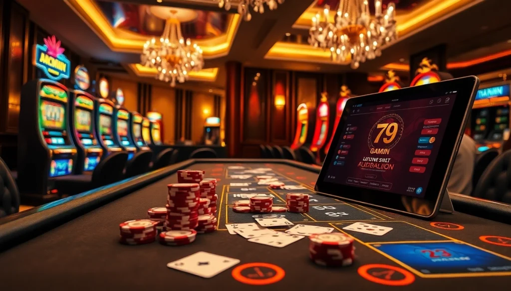 Experience thrilling high-stakes at 789win with luxury casino tables and vibrant slot machines.