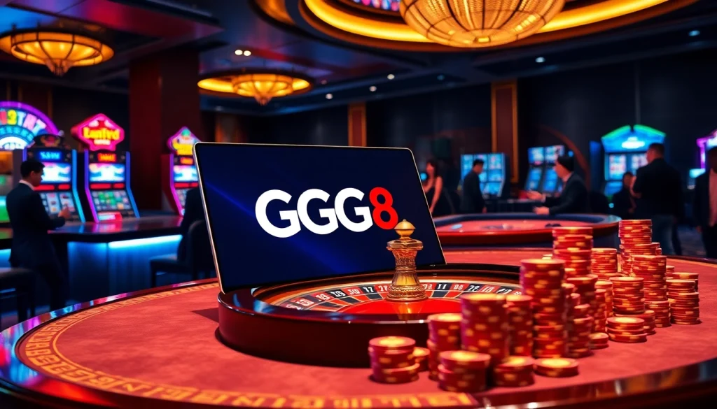 GG88 gamblers enjoying a thrilling game at a luxurious online casino table.