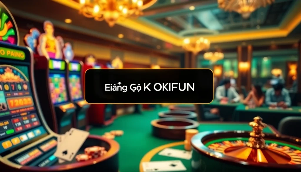 Engaging online gambling visual promoting đăng ký okfun with vibrant casino elements.