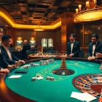Players experience the thrill of gambling at high-stakes tables in a luxurious casino setting, featuring okking opportunities.