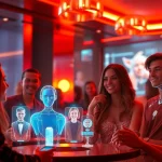 Engaging users in a lively chat with spicy AI characters in a modern lounge.