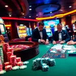 Players enjoying an exciting casino experience at https://rr88.bar/ with poker chips and a roulette wheel.