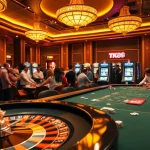 Experience thrilling moments at TK88 casino with vibrant poker tables and spinning roulette wheels.