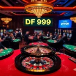 Experience the excitement of DF999 Casino with high-stakes poker and a vibrant roulette wheel.