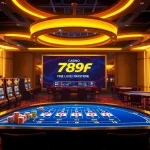 Experience the excitement of online gambling with 789F's vibrant and engaging casino atmosphere featuring modern betting tables.