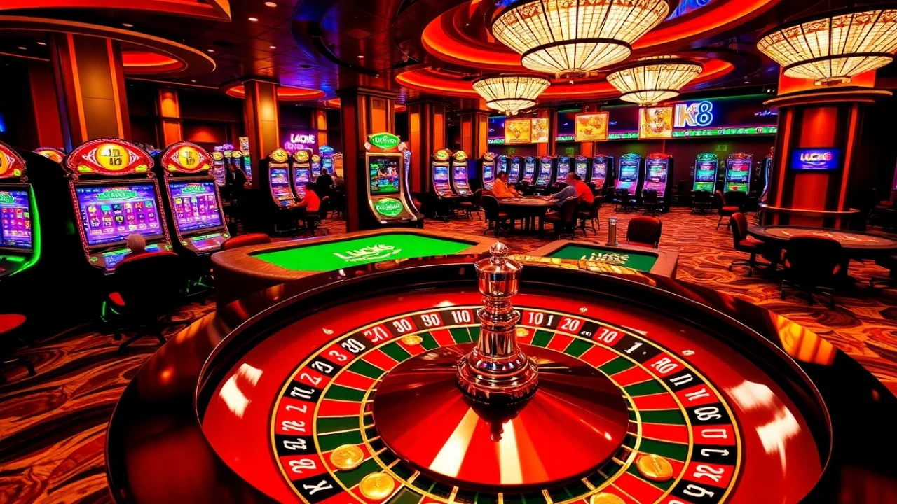 Người chơi casino LUCK8 đang thưởng thức một trò chơi đầy kịch tính tại bàn roulette sang trọng.