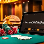 Experience the thrill of bancadoithuong with an immersive casino scene featuring vibrant poker chips and roulette.