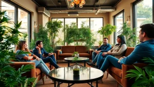 Membres du Club Cannabis Madrid en train de profiter de l'atmosphère conviviale d'un club.