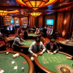 Experience thrilling gameplay at XX88 casino with vibrant tables and excited gamblers.