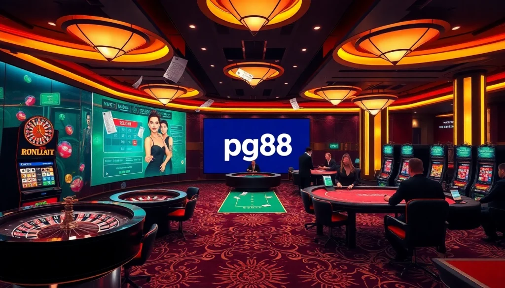 Engaging players enjoying various games at pg88 online casino with vibrant visuals.