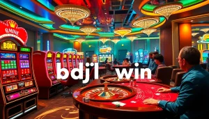 Engaging casino scene showcasing the thrill of bdjl win at colorful gaming tables.